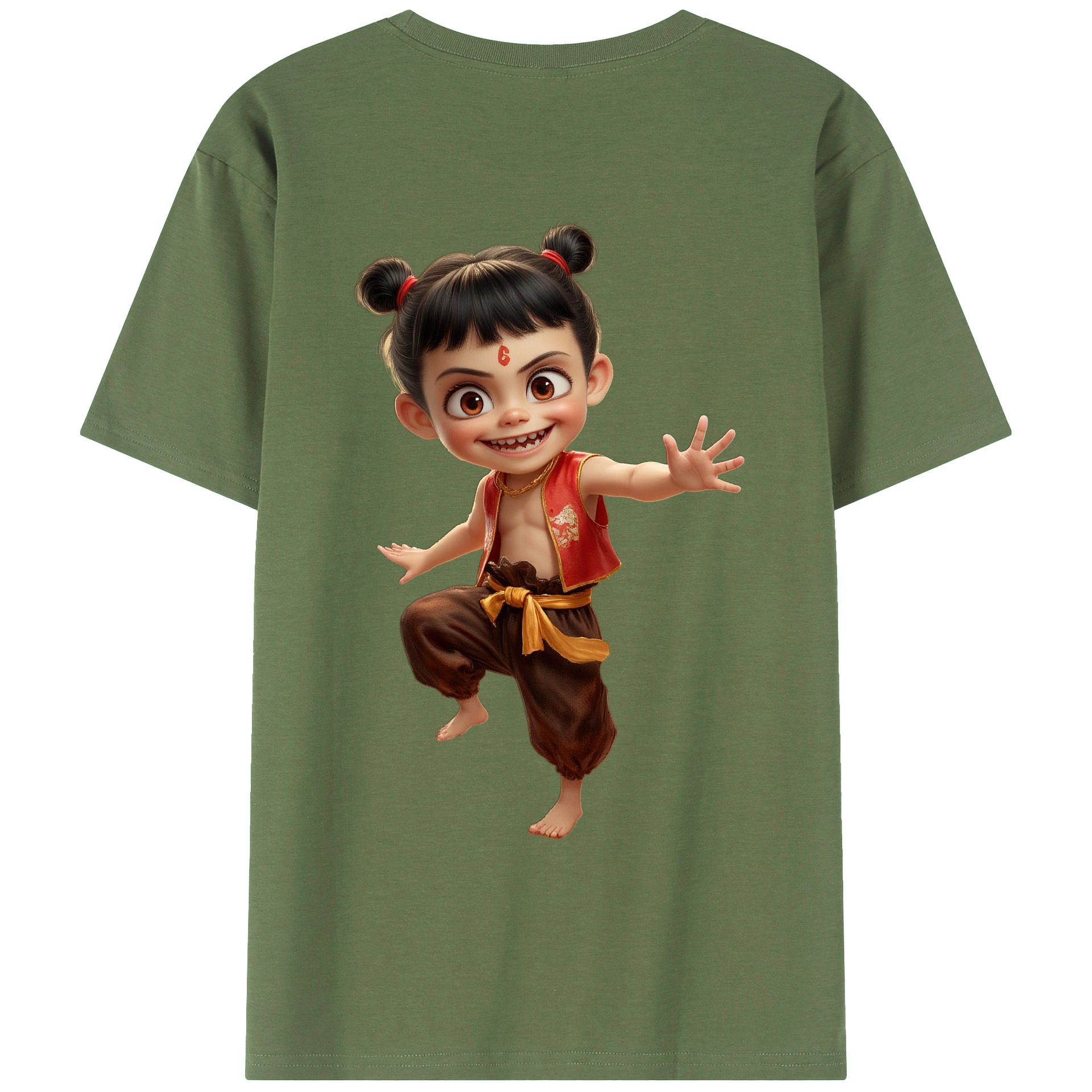 （画像用） Ne Zha 2 ナタ 魔童の大暴れ 綿100％ メンズ半袖Tシャツ（バックプリント） 通気性